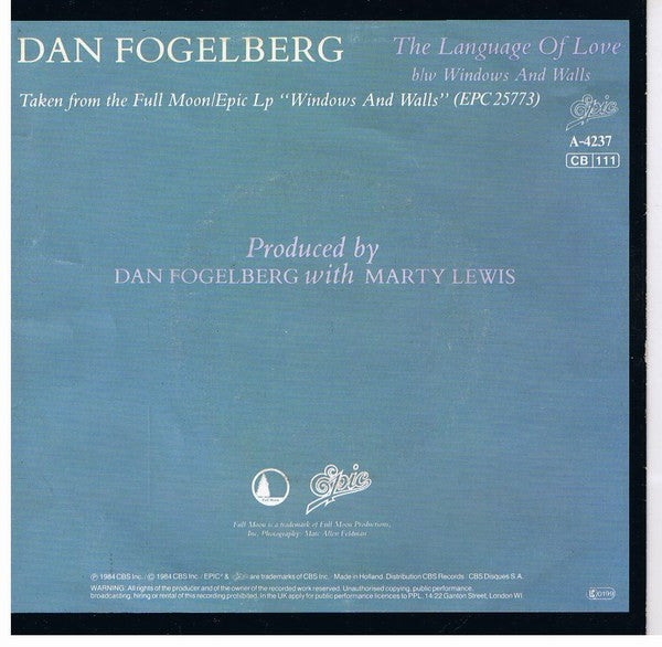 Dan Fogelberg : The Language Of Love (7", Single)