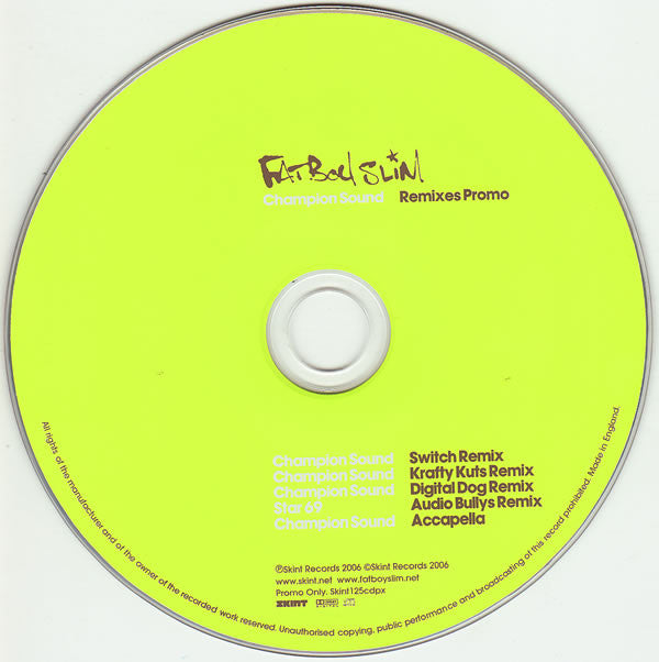 Fatboy Slim : Champion Sound (Remixes Promo) (CD, Single, Promo)
