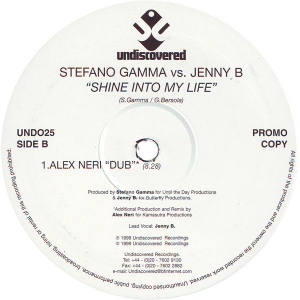 Stefano Gamma vs. Jenny B. : Shine Into My Life (2x12", Promo)