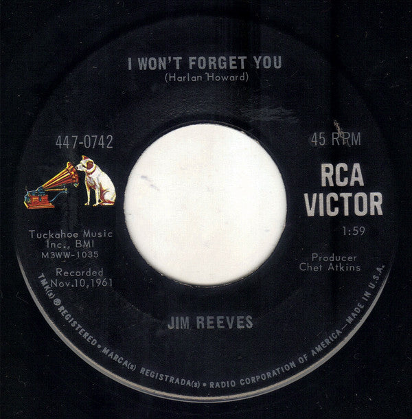 Jim Reeves : I Won't Forget You /  Mexican Joe (7", Single, Bla)