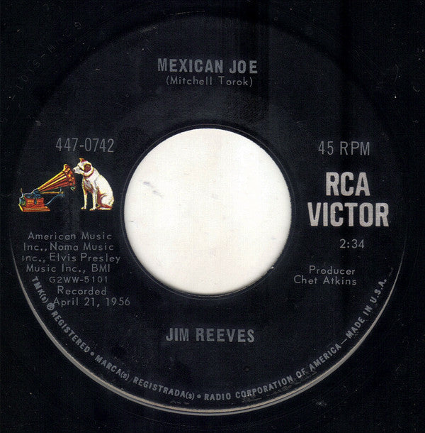 Jim Reeves : I Won't Forget You /  Mexican Joe (7", Single, Bla)