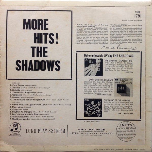 The Shadows : More Hits! (LP, Comp, Mono)