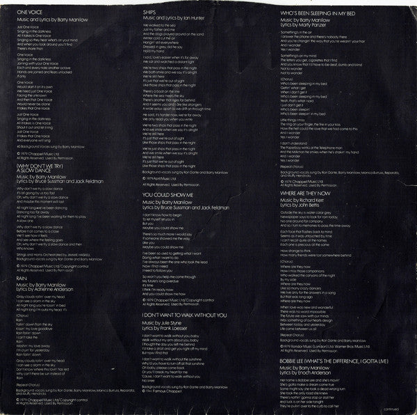 Barry Manilow : One Voice (LP, Album)