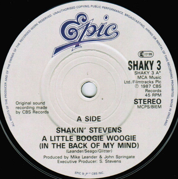 Shakin' Stevens : A Little Boogie Woogie (In The Back Of My Mind) (7", Single, Pap)