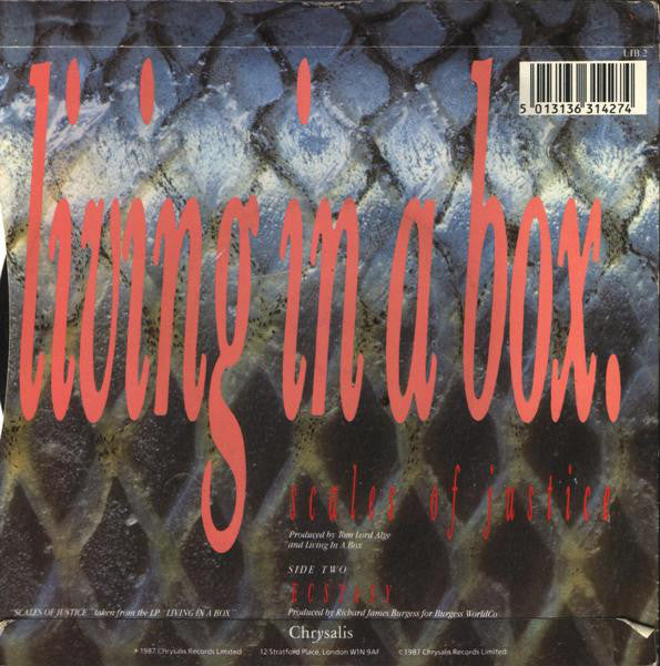 Living In A Box : Scales Of Justice (7", Single, Blu)