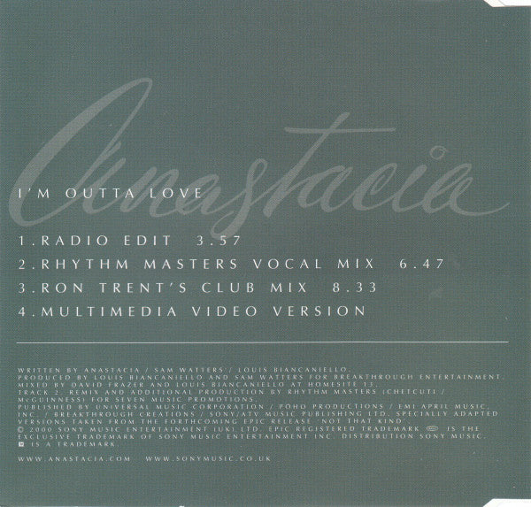Anastacia : I'm Outta Love (CD, Single, Enh)