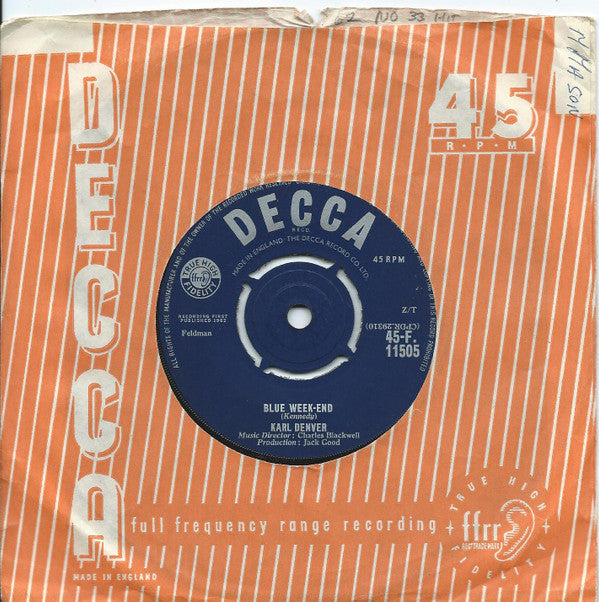 Karl Denver : Blue Week-end / My Mother's Eyes (7")