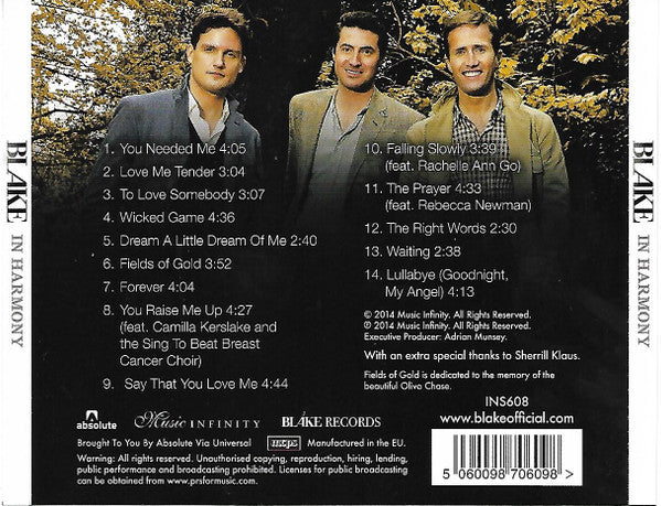 Blake (15) : In Harmony (CD, Album)