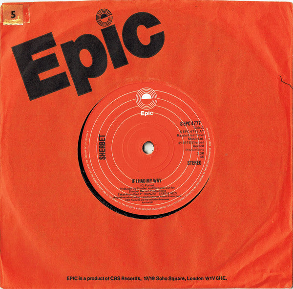 Sherbet : If I Had My Way (7", Single)