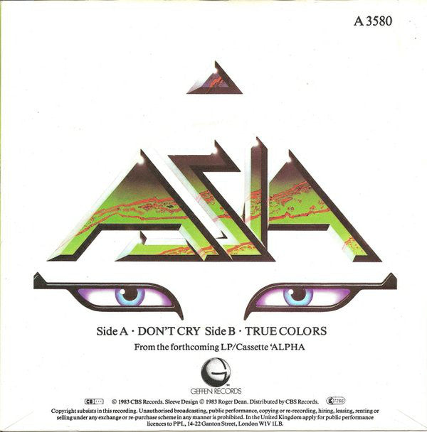 Asia (2) : Don't Cry (7", Single)