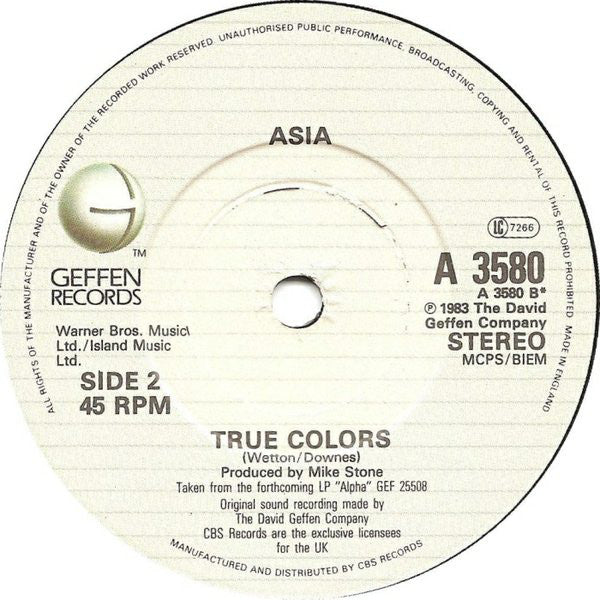 Asia (2) : Don't Cry (7", Single)
