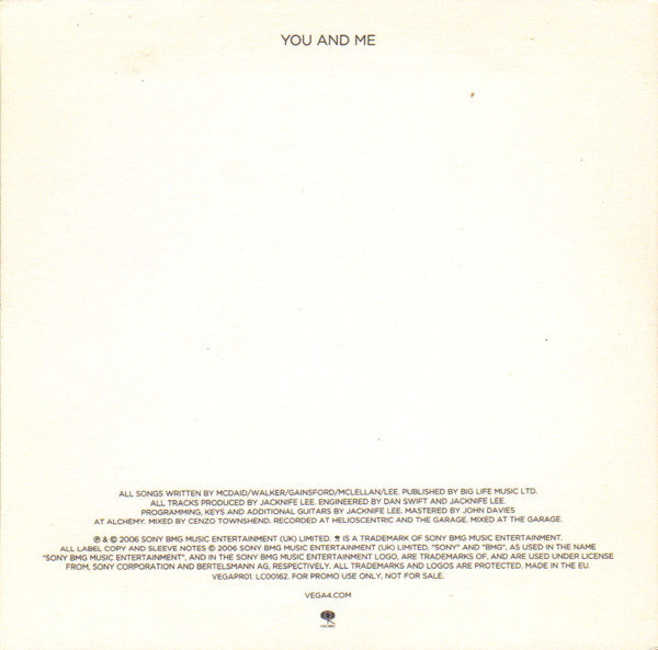 Vega 4 : You And Me (CD, Single, Promo, Car)