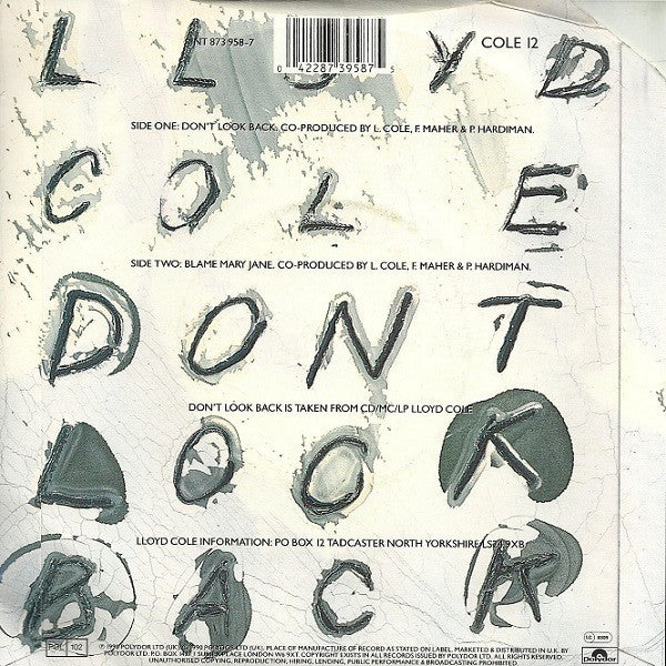 Lloyd Cole : Don't Look Back (7", Single, Sil)