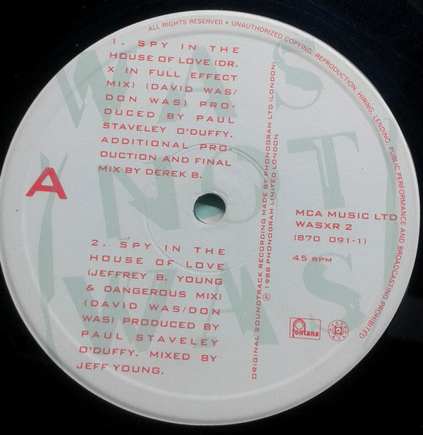 Was (Not Was) : Spy In The House Of Love (12", Single, RE)