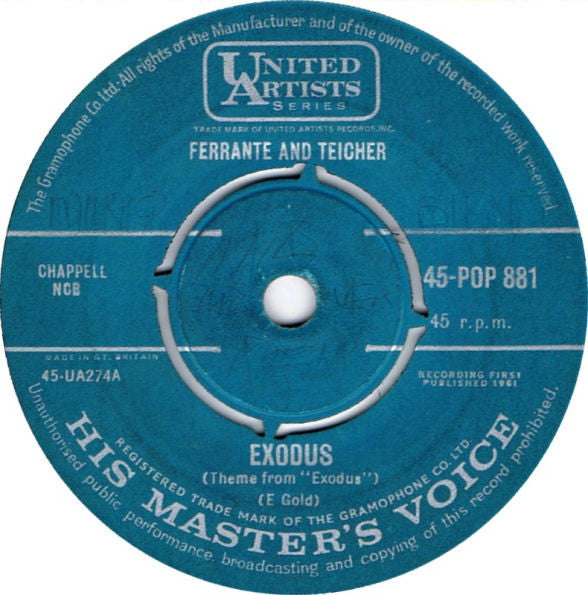 Ferrante & Teicher : Exodus (7", Single, RE, RP)