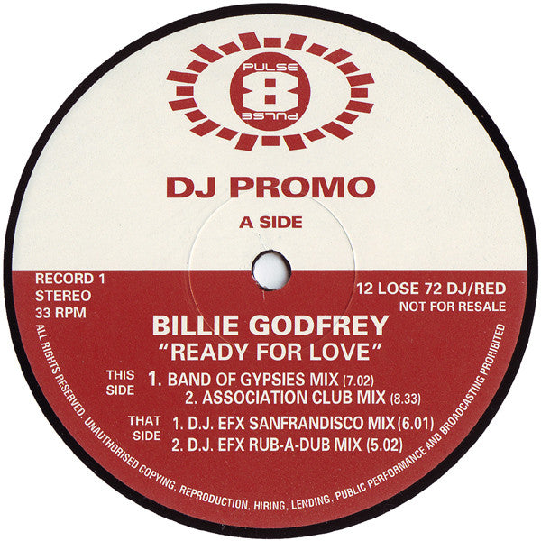 Billie Godfrey : Ready For Love (2x12", Promo)