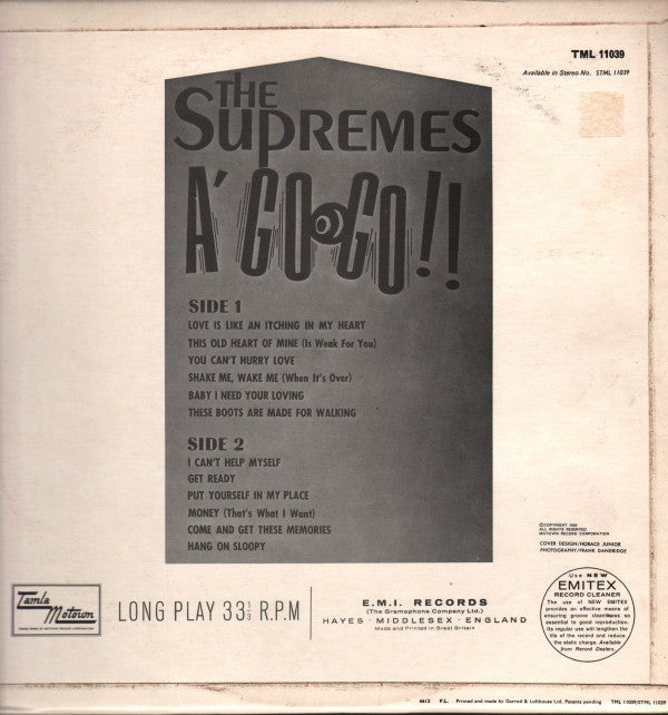 The Supremes : A' Go-Go (LP, Album, Mono)