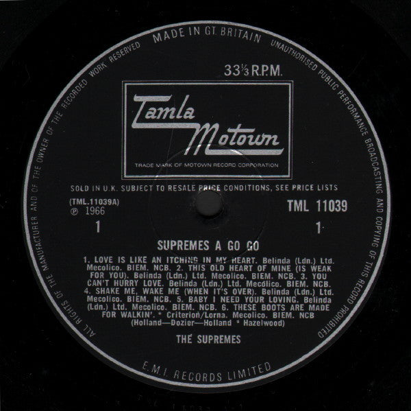 The Supremes : A' Go-Go (LP, Album, Mono)