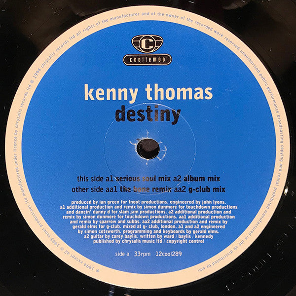 Kenny Thomas : Destiny (12", Single)