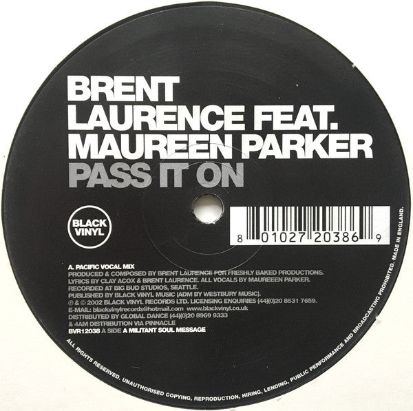 Brent Laurence Featuring Maureen Parker : Pass It On (12")