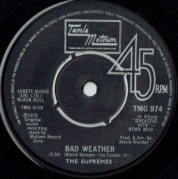 The Supremes : Floy Joy / Bad Weather (7", Single, RE)