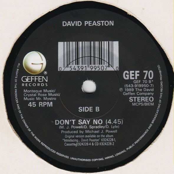 David Peaston : We're All In This Together (7", Single)