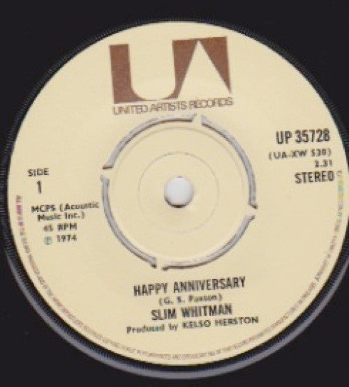 Slim Whitman : Happy Anniversary (7")