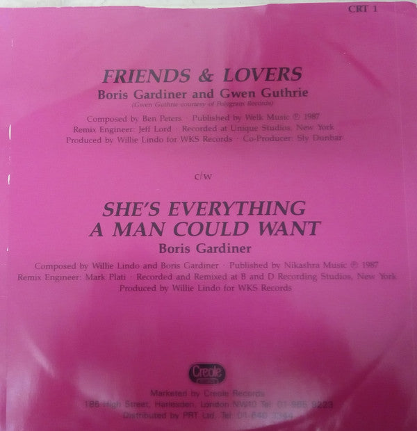 Boris Gardiner And Gwen Guthrie : Friends & Lovers (12")