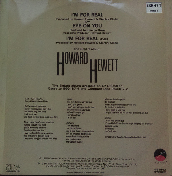 Howard Hewett : I'm For Real (12")