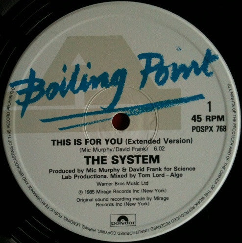 The System : This Is For You (12")
