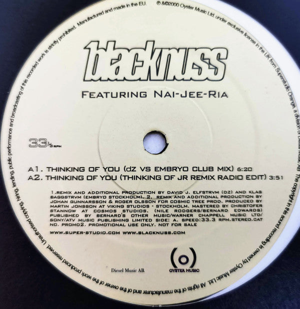 Blacknuss Featuring Nai-Jee-Ria : Thinking Of You (12")