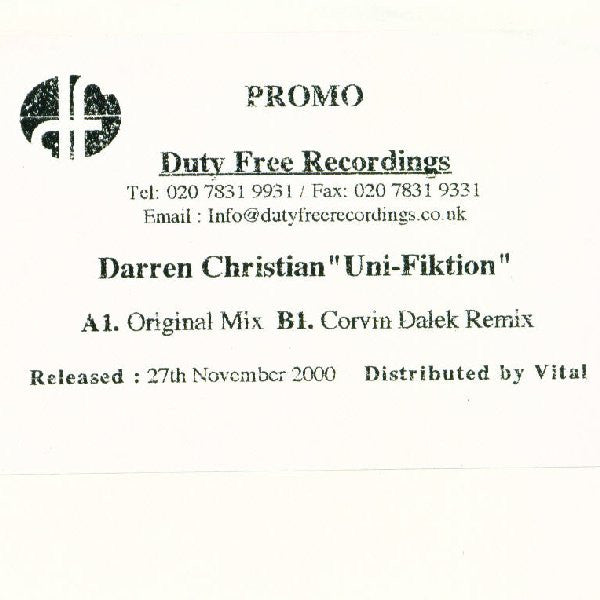Darren Christian : Uni-Fiktion (12", Promo, W/Lbl)