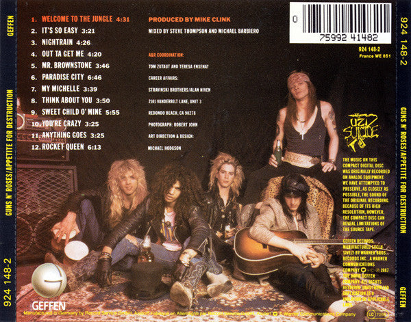 Guns N' Roses : Appetite For Destruction (CD, Album, RSA)