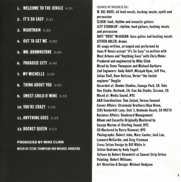 Guns N' Roses : Appetite For Destruction (CD, Album, RSA)