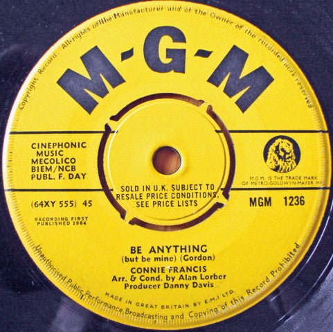 Connie Francis : Be Anything (But Be Mine) / Tommy (7", Single)