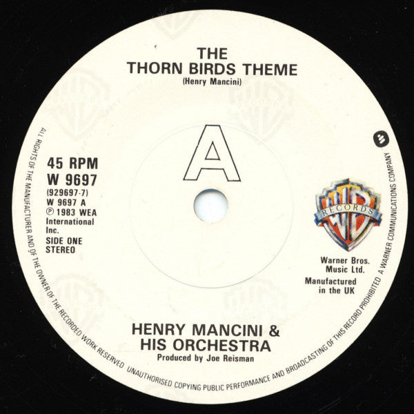 Henry Mancini And His Orchestra : The Thorn Birds Theme (7", Single)