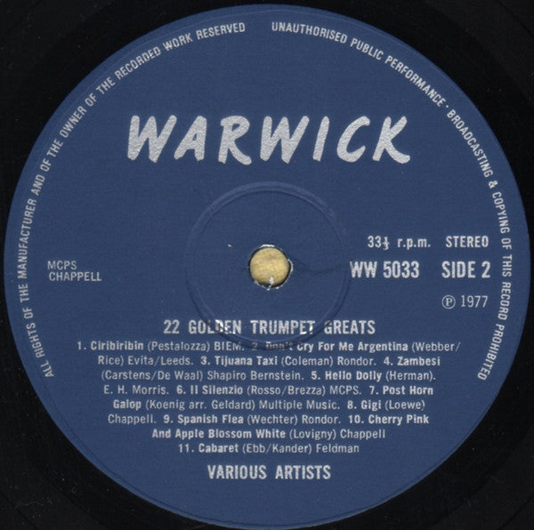 Various : 22 Golden Trumpet Greats (LP)