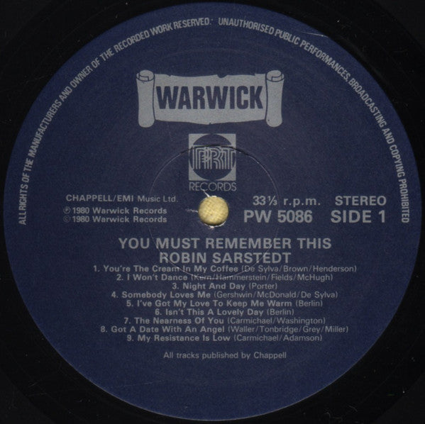 Robin Sarstedt : You Must Remember This (LP)
