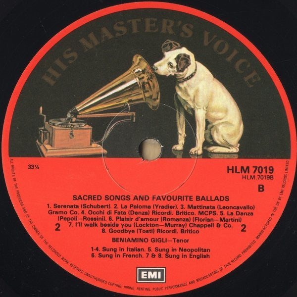 Beniamino Gigli : Sacred Songs And Favourite Ballads (LP, Comp)