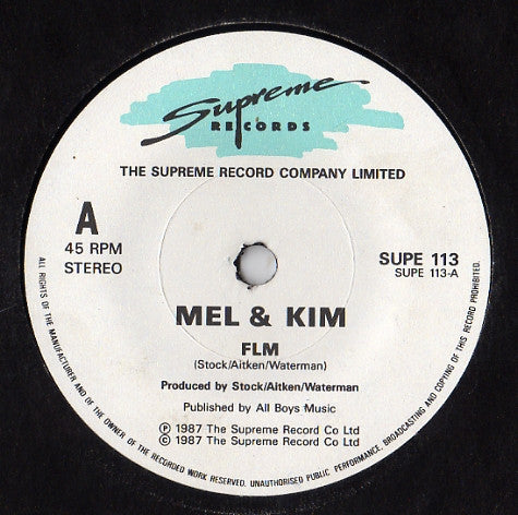 Mel & Kim : F.L.M. (7", Single, Pap)