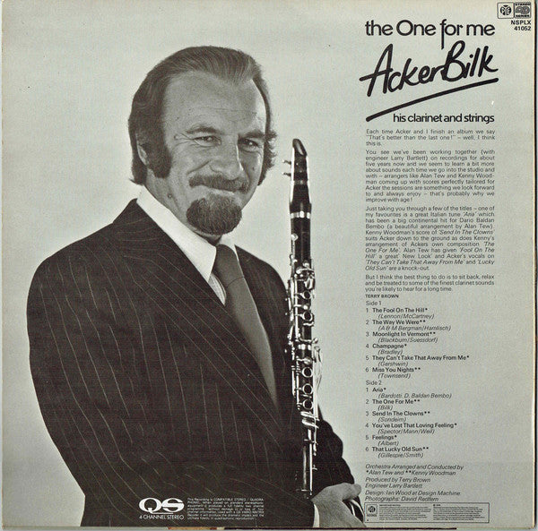Acker Bilk His Clarinet And Strings : The One For Me (LP, Album, Quad)