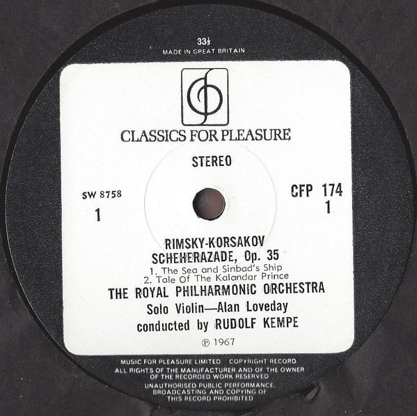 Royal Philharmonic Orchestra, Rudolf Kempe, Nikolai Rimsky-Korsakov : Scheherazade Op. 35 (LP, RE)
