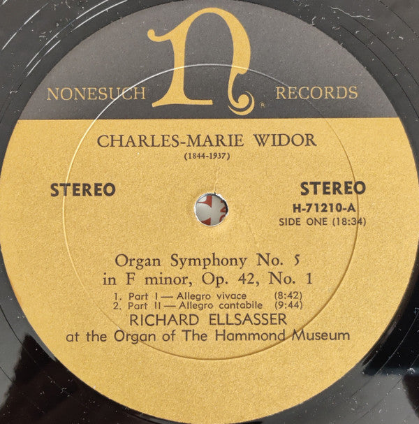 Richard Ellsasser : Organ Symphony No. 5 In F Minor Op. 42, No. 1 - Charles-Marie Widor (LP)
