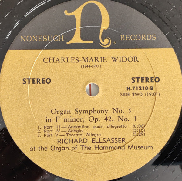 Richard Ellsasser : Organ Symphony No. 5 In F Minor Op. 42, No. 1 - Charles-Marie Widor (LP)