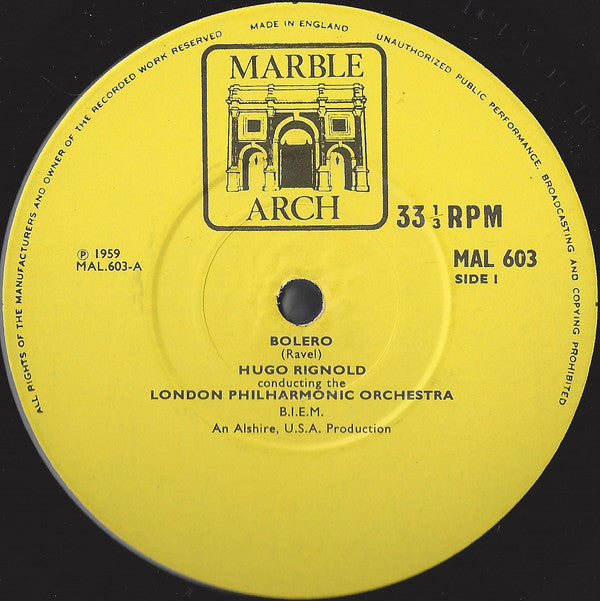 Maurice Ravel / Paul Dukas - Hugo Rignold, London Philharmonic Orchestra : Bolero / The Sorcerer's Apprentice (LP, Mono, RE)
