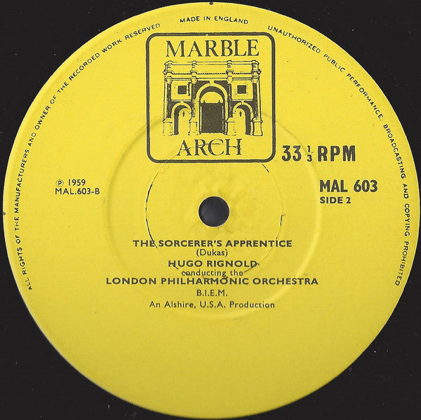 Maurice Ravel / Paul Dukas - Hugo Rignold, London Philharmonic Orchestra : Bolero / The Sorcerer's Apprentice (LP, Mono, RE)