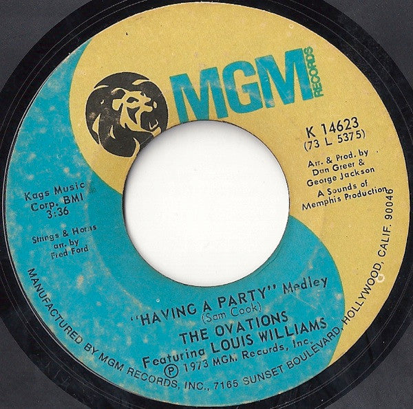 The Ovations Featuring Louis Williams : Having A Party (Medley) (7")