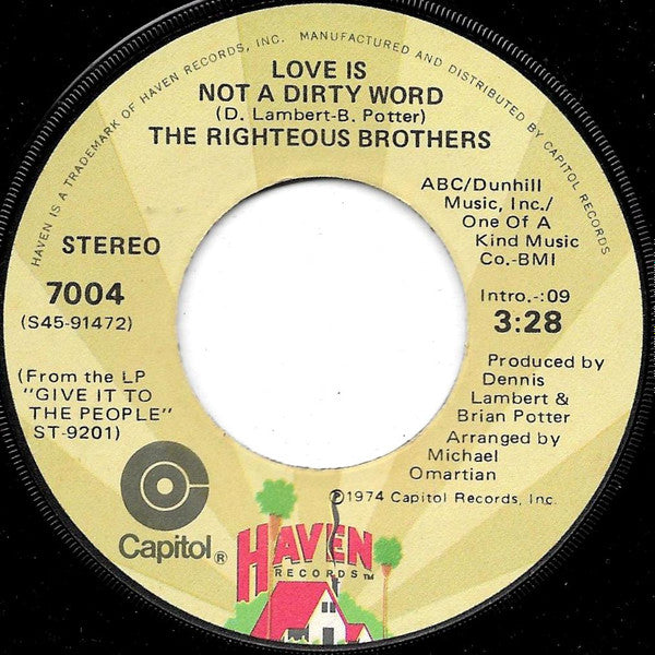 The Righteous Brothers : Give It To The People (7")