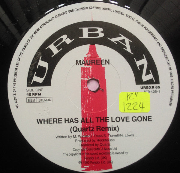 Maureen Walsh : Where Has All The Love Gone (Remix) (12")