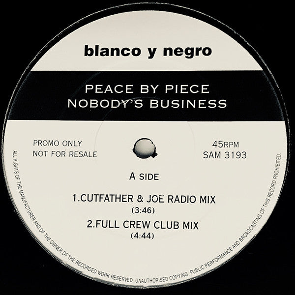 Peace By Piece : Nobody's Business (12", Promo)